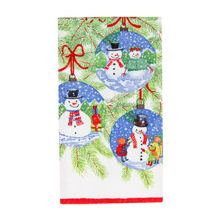 Caspari Snowman Ornaments Guest Towel Napkins - 15 Per Package 18160G