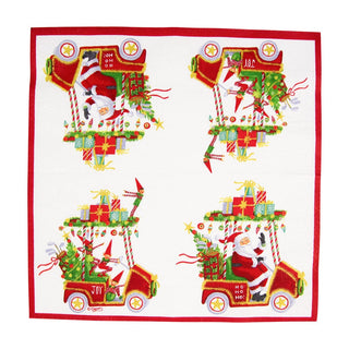 Caspari Santa's Golf Cart Cocktail Napkins - 20 Per Package 18190C