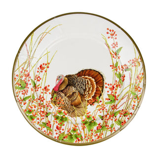 Caspari Turkey And Berries Dinner Plates - 8 Per Package 18240DP