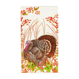 Caspari Turkey And Berries Guest Towel Napkins - 15 Per Package 18240G