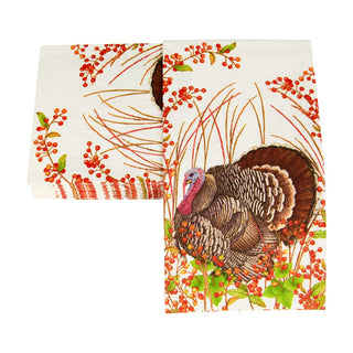 Caspari Turkey And Berries Guest Towel Napkins - 15 Per Package 18240G