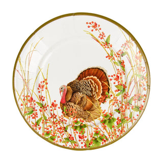 Caspari Turkey And Berries Salad & Dessert Plates - 8 Per Package 18240SP