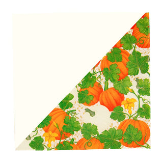 Caspari Pumpkin Chintz White Cocktail Napkins - 20 Per Package 18260C