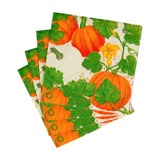 Caspari Pumpkin Chintz White Cocktail Napkins - 20 Per Package 18260C