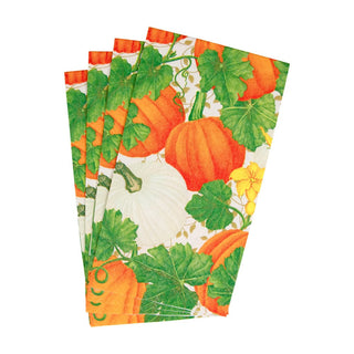 Caspari Pumpkin Chintz White Guest Towel Napkins - 15 Per Package 18260G