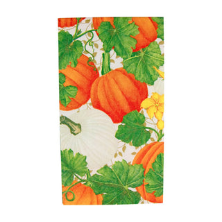 Caspari Pumpkin Chintz White Guest Towel Napkins - 15 Per Package 18260G