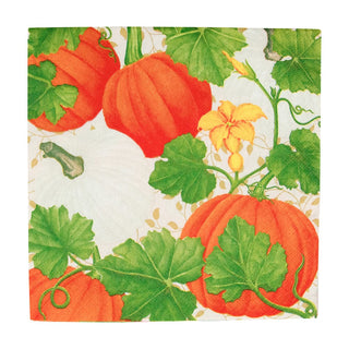 Caspari Pumpkin Chintz White Luncheon Napkins - 20 Per Package 18260L