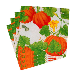 Caspari Pumpkin Chintz White Luncheon Napkins - 20 Per Package 18260L