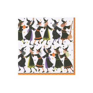 Caspari Witches Conga Line Boxed Cocktail Napkins - 40 Per Box 18270B