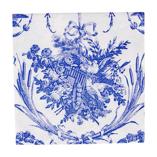 Caspari Romantic Toile Blue Cocktail Napkins - 20 Per Package 3300C