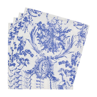 Caspari Romantic Toile Blue Dinner Napkins - 20 Per Package 3300D