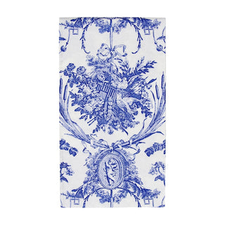 Caspari Romantic Toile Blue Guest Towel Napkins - 15 Per Package 3300G