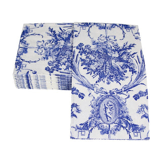 Caspari Romantic Toile Blue Guest Towel Napkins - 15 Per Package 3300G