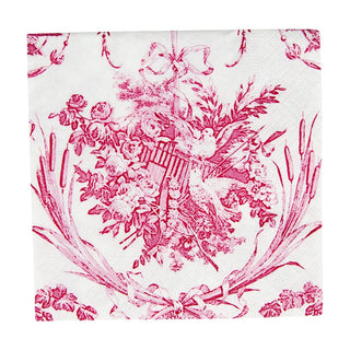 Caspari Romantic Toile Rose Cocktail Napkins - 20 Per Package 3301C