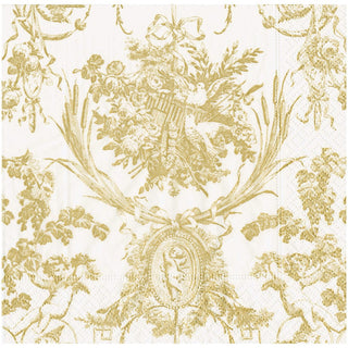 Caspari Romantic Toile Gold Dinner Napkins - 20 Per Package 3303D