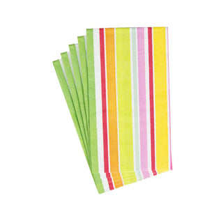 Caspari Cabana Stripe Bright Guest Towel Napkins - 15 Per Package 4640G