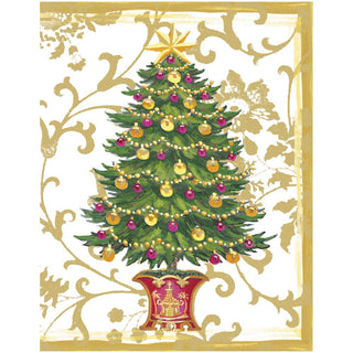 Caspari Gilded Tree Foil Enclosure Cards & Envelopes - 4 Mini Cards & 4 Envelopes 54AENC