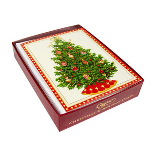 Caspari Tree With Floral Ornaments Boxed Christmas Cards - 15 Christmas Cards & 15 Envelopes 82223