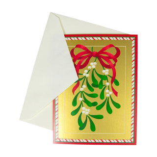 Caspari Mistletoe Boxed Christmas Cards - 15 Christmas Cards and Envelopes 83247