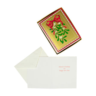 Caspari Mistletoe Boxed Christmas Cards - 15 Christmas Cards and Envelopes 83247