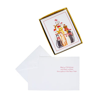 Caspari Dogs And Cats Embossed Boxed Christmas Cards - 10 Christmas Cards and Envelopes per Box 86246