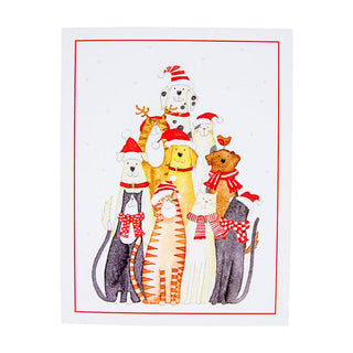 Caspari Dogs And Cats Embossed Boxed Christmas Cards - 10 Christmas Cards and Envelopes per Box 86246