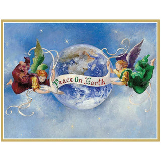 Caspari Peace On Earth Large Boxed Christmas Cards - 15 Cards and 15 Envelopes 86308