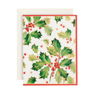 Caspari Gilded Holly Boxed Christmas Cards - 16 Cards & 16 Envelopes 87218