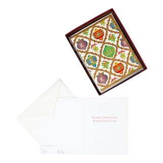 Caspari Ornament Trellis Boxed Christmas Cards - 15 Christmas Cards & 15 Envelopes 87227