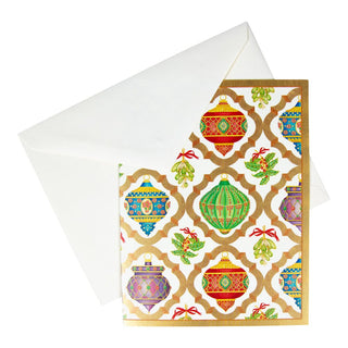 Caspari Ornament Trellis Boxed Christmas Cards - 15 Christmas Cards & 15 Envelopes 87227