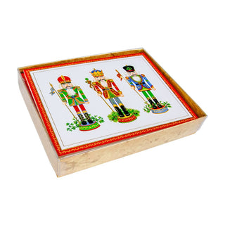 Caspari Nutcrackers Embossed Foil Large Boxed Christmas Cards - 10 Christmas Cards & 10 Envelopes 87313