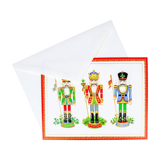 Caspari Nutcrackers Embossed Foil Large Boxed Christmas Cards - 10 Christmas Cards & 10 Envelopes 87313