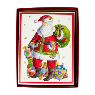 Caspari Santa Claus Lane Boxed Christmas Cards - 15 Christmas Cards & 15 Envelopes 88207