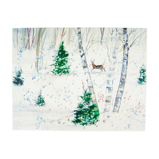 Caspari Deer In Snowy Forest Boxed Christmas Cards - 15 Christmas Cards & 15 Envelopes 88224