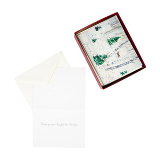 Caspari Deer In Snowy Forest Boxed Christmas Cards - 15 Christmas Cards & 15 Envelopes 88224