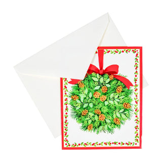 Caspari Kissing Ball Mini Boxed Christmas Cards - 15 Christmas Cards and Envelopes per Box 89022