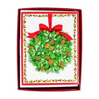 Caspari Kissing Ball Mini Boxed Christmas Cards - 15 Christmas Cards and Envelopes per Box 89022