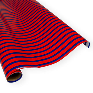 Caspari Bretagne Reversible Gift Wrapping Paper in Red & Blue - 30" x 8' Roll 89130RC