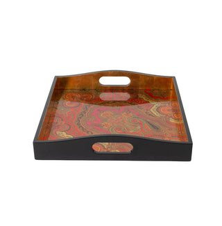 Caspari Jaipur Fuchsia Lacquer Square Tray - 14" Square 8913LQSQR