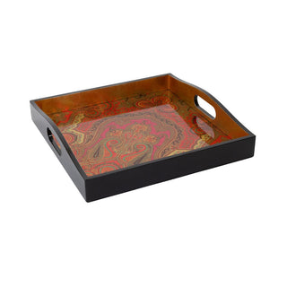 Caspari Jaipur Fuchsia Lacquer Square Tray - 14" Square 8913LQSQR