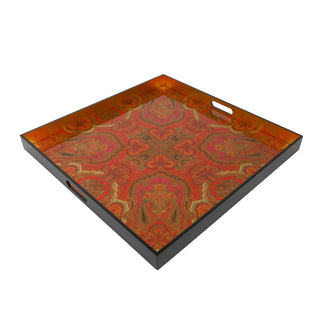 Caspari Jaipur Fuchsia Lacquer Oversize Square Tray - 30" Square 8913LQXLGSQR