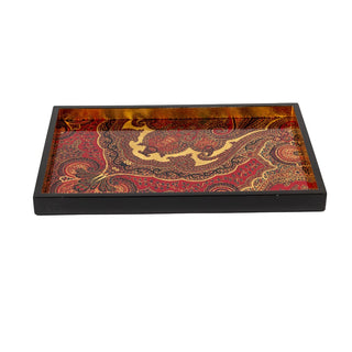 Caspari Jaipur Crimson Lacquer Sm Rect Tray - 8 7/8 X 13 3/4 8914LQSMREC