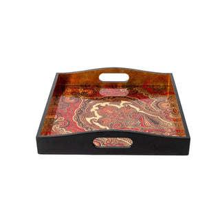 Caspari Jaipur Crimson Lacquer Square Tray - 14" Square 8914LQSQR