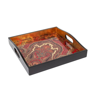 Caspari Jaipur Crimson Lacquer Square Tray - 14" Square 8914LQSQR