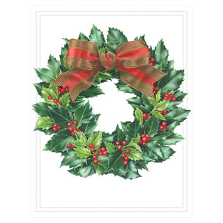 Personalization by Caspari Holly Wreath Embossed Large Personalized Christmas Cards 89314PG