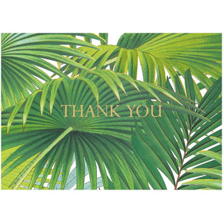 Caspari Palm Fronds Foil Thank You Notes - 8 Note Cards And Envelopes 90619.44B