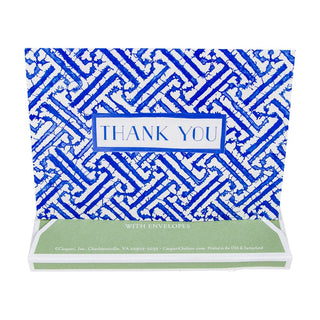 Caspari Fretwork Blue Thank You Notes - 8 Note Cards And Envelopes 91607.44B