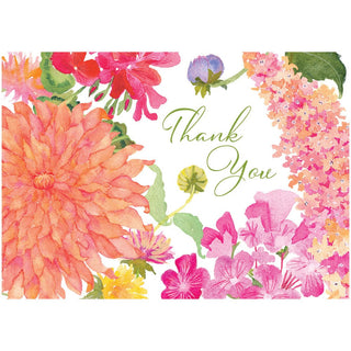 Caspari Summer Blooms Thank You Notes - 8 Note Cards And Envelopes 91609.44B