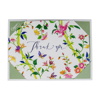 Caspari Sprigged Silk White Thank You Notes - 8 Note Cards And Envelopes 92600.44B