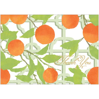 Caspari Orange Grove Foil Thank You Notes - 8 Note Cards And Envelopes 92602.44B